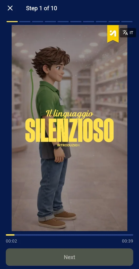 Vertical video player with the language switch button